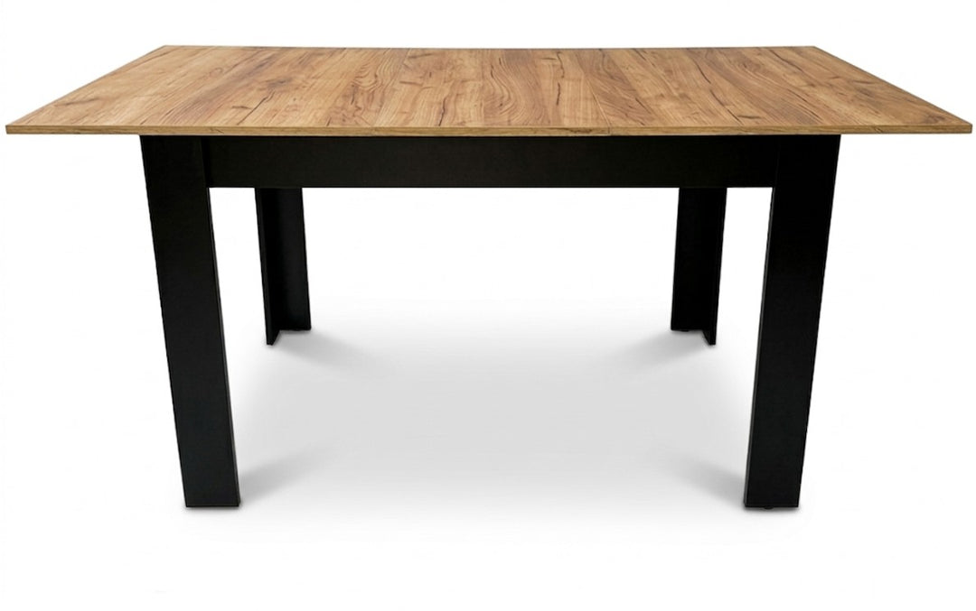 Moderne rektangulært udtræksbord, 120/160 x 80 cm, ben, sort
