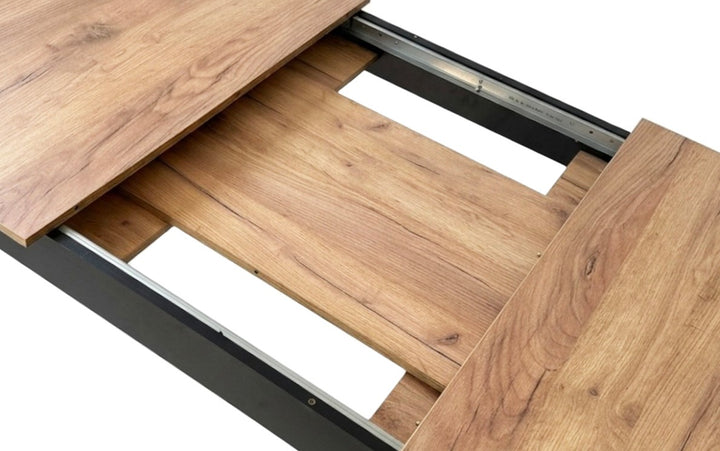 Moderne rektangulært udtræksbord, 120/160 x 80 cm, ben, sort