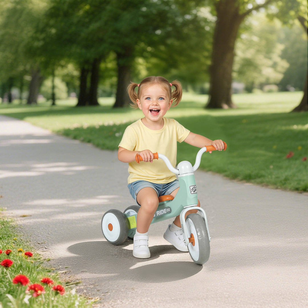 Balancecykel til småbørn uden pedaler, 3 lydløse hjul til 12-36 måneder drenge og piger, indendørs udendørs, grøn
