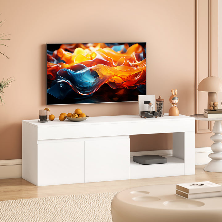 TV-skab med 2 låger, soft-close-funktion, hvid, 140 x 40 x 48 cm