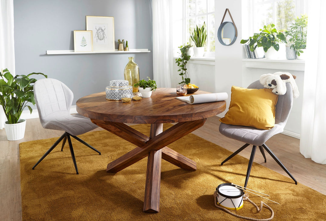 Rundt spisebord Ø 120 cm x 75 cm, massivt sheeshamtræ