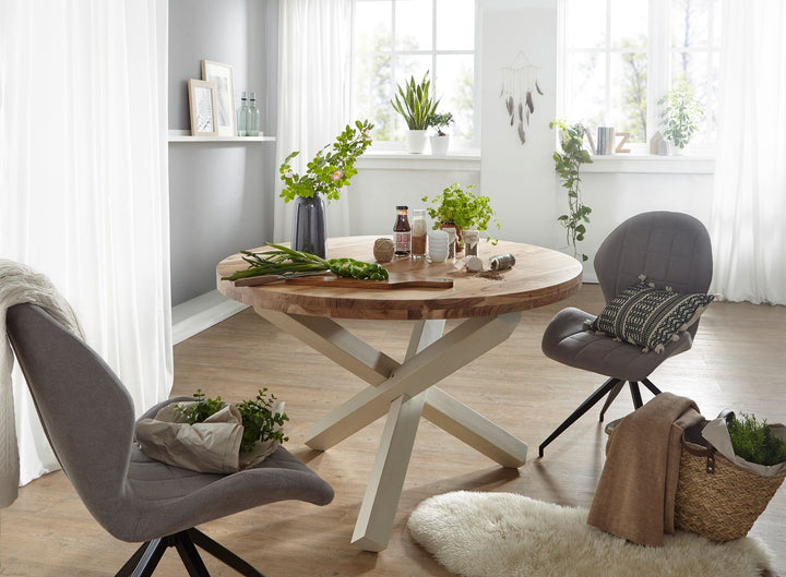 Designer spisebord rundt Ø 120 cm x 75 cm massivt akacietræ