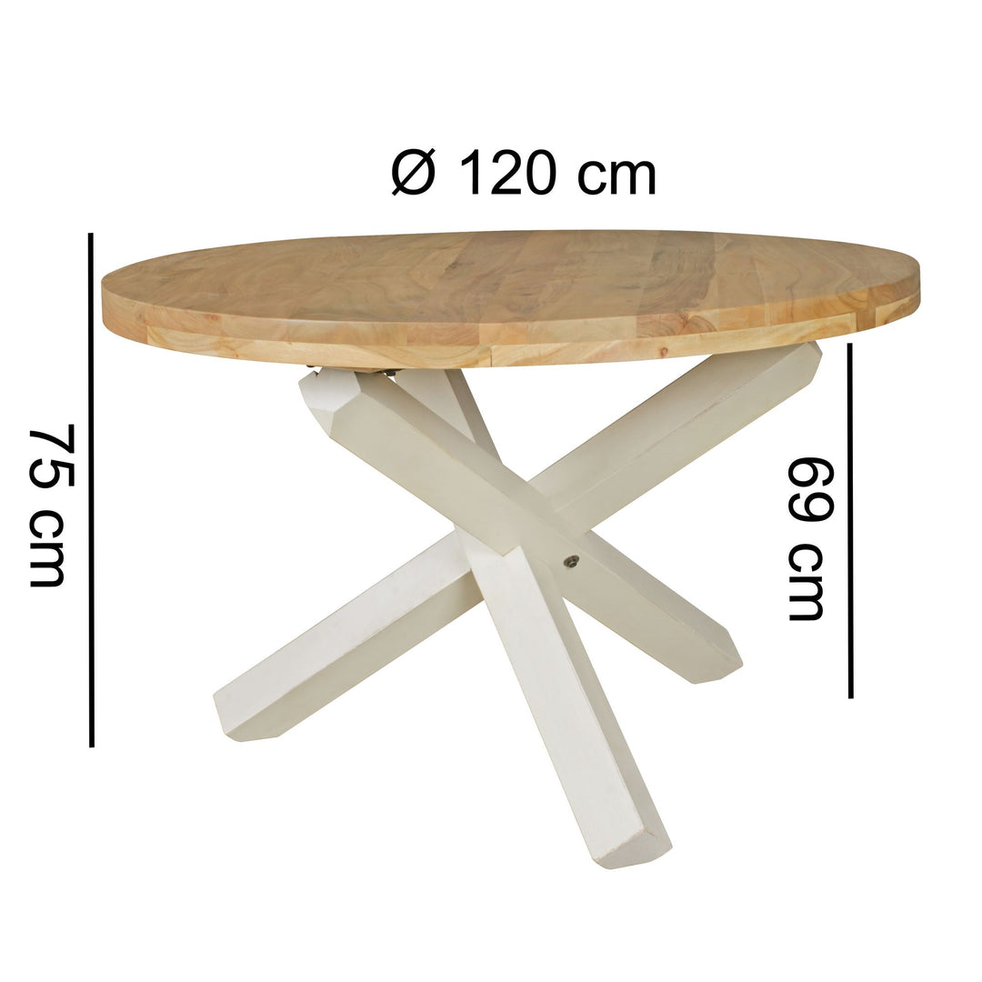 Designer spisebord rundt Ø 120 cm x 75 cm massivt akacietræ