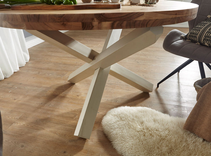 Designer spisebord rundt Ø 120 cm x 75 cm massivt akacietræ