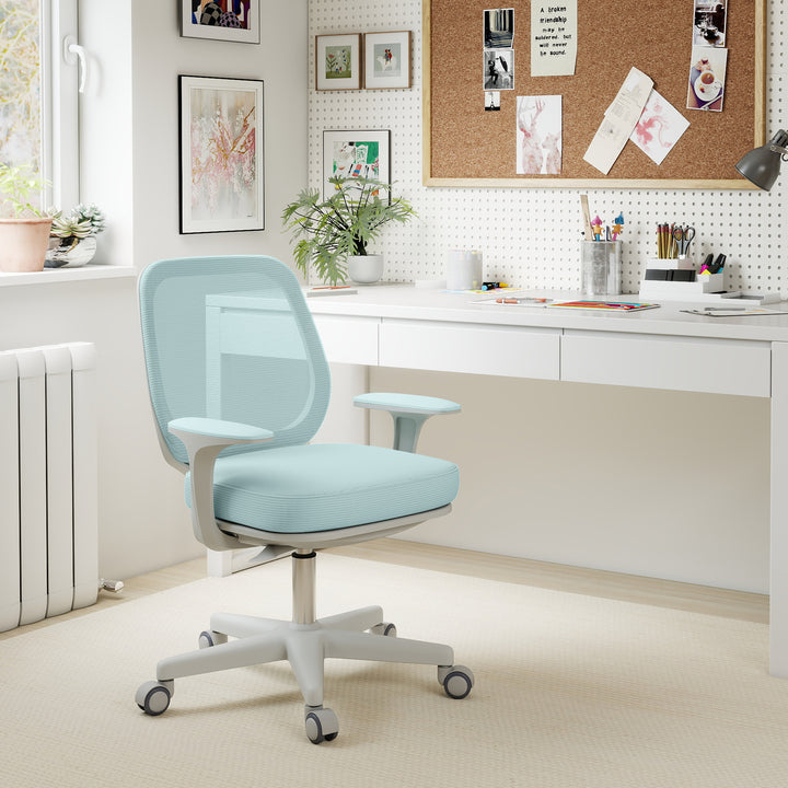 Kontorstol, ergonomisk skrivebordsstol med drejefunktion, højdejusterbar 55 x 48 x 82,5-94,5 cm Grøn