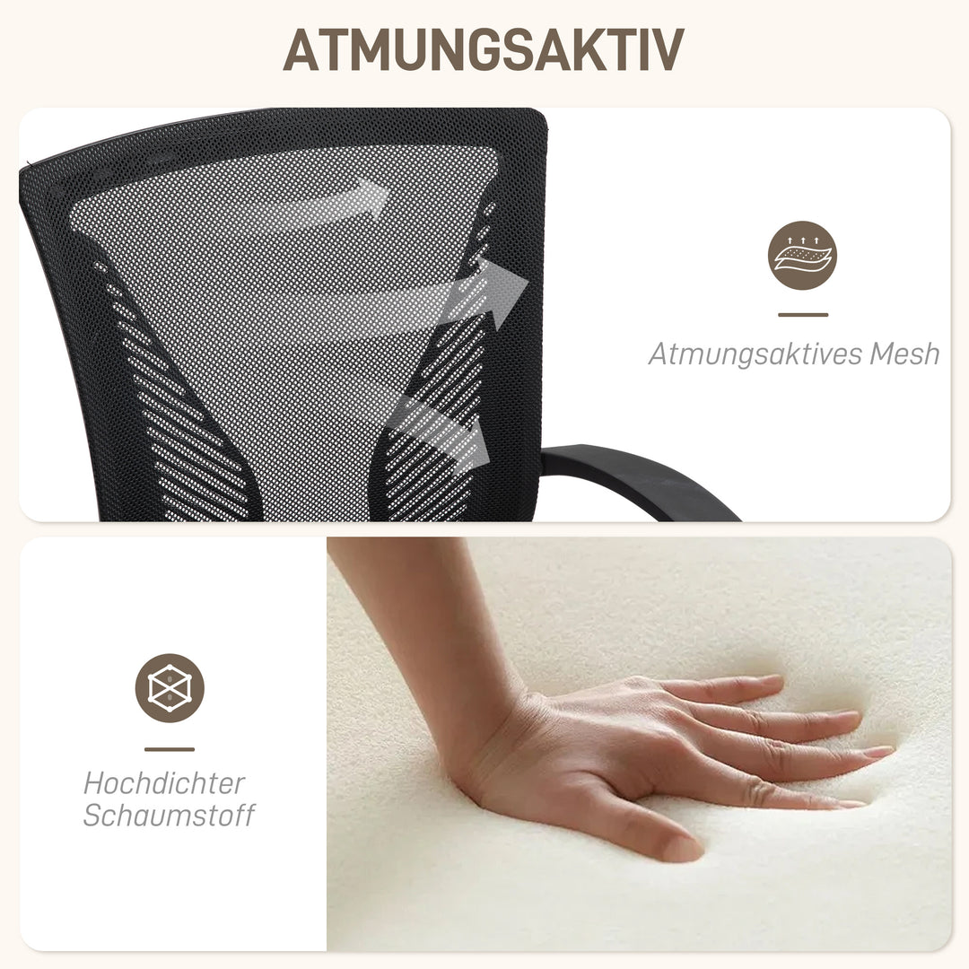 Kontorstol med netryglæn, højdejusterbar, op til 120 kg, sort