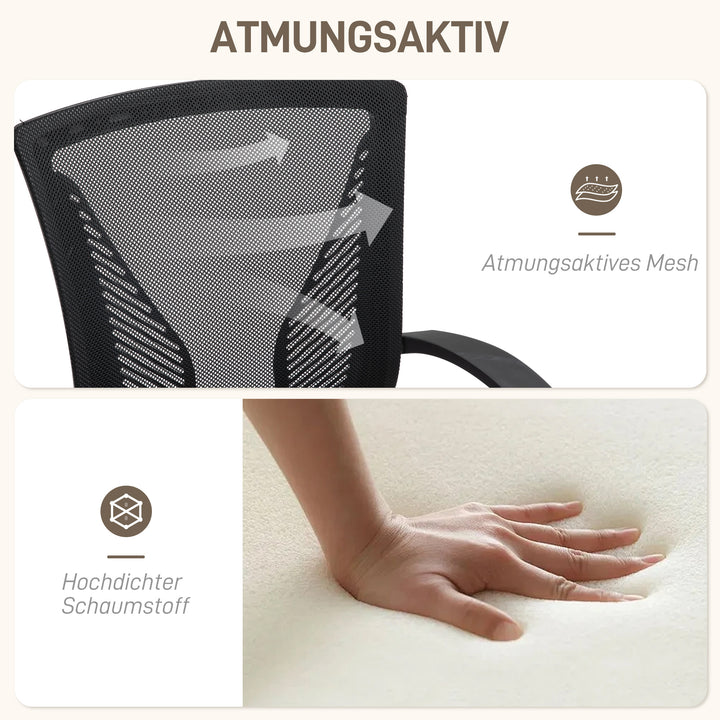 Kontorstol med netryglæn, højdejusterbar, op til 120 kg, sort