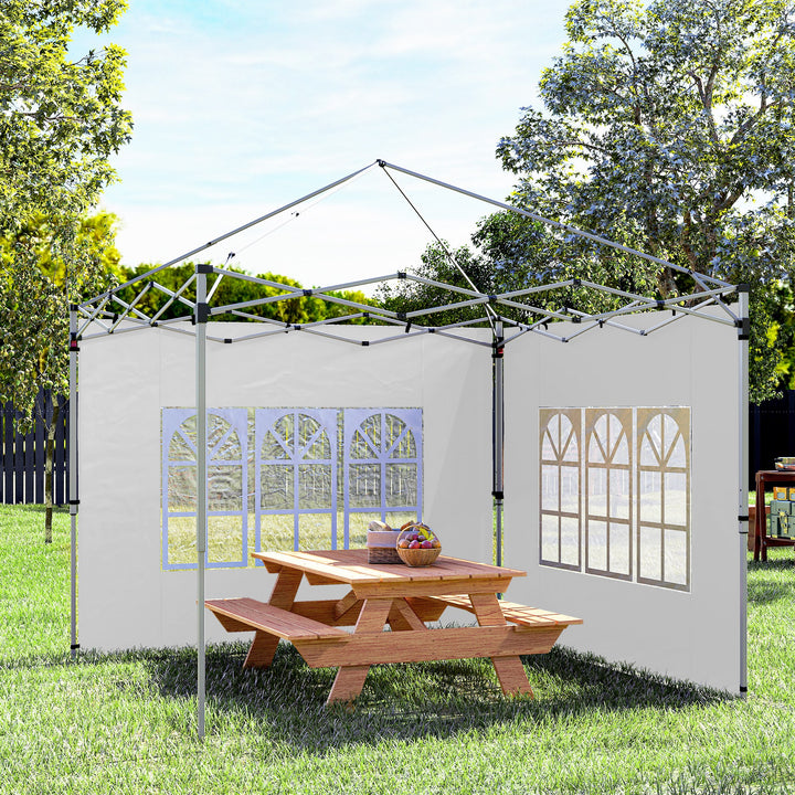 Sæt med 2 sidepaneler til 3x3/3x4 m pavillon, sidevæg med vindue, vandtæt, hvid