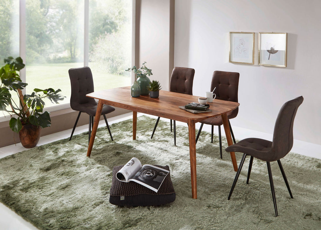 Designer spisebord i massivt træ, 120x77x60 cm, brun