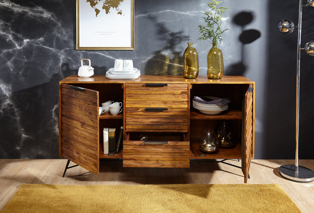 Designer skænk, 160x40x88 cm, massivt træ