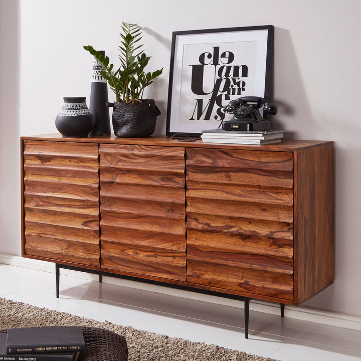 Skænk i massivt træ 150x81x41 cm rustik kommode