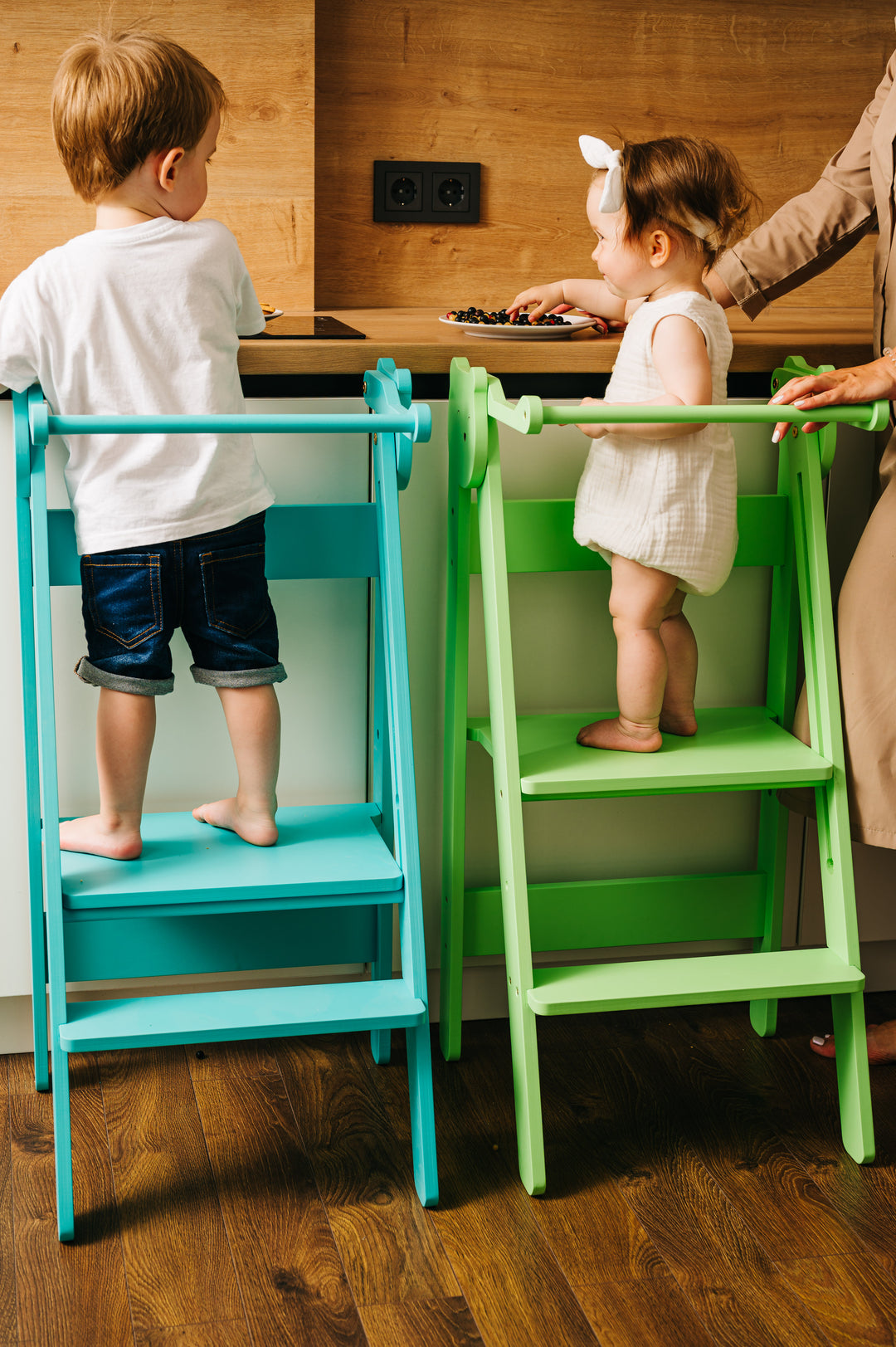 Trin-skammel til barn, turkisblå