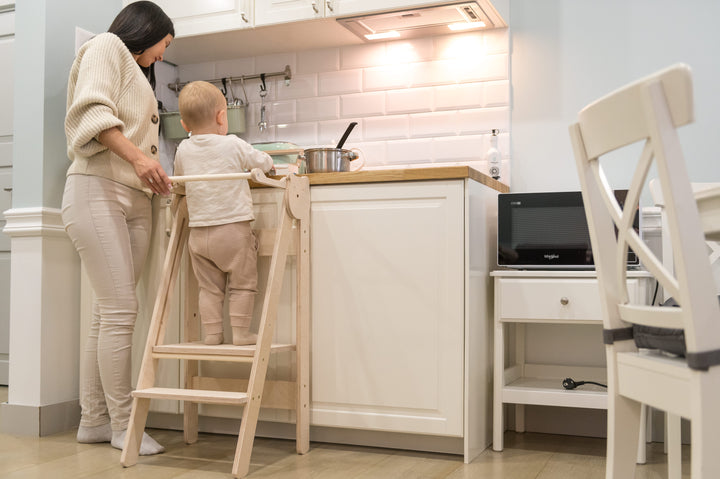 Trin-skammel til barn, naturfarvet