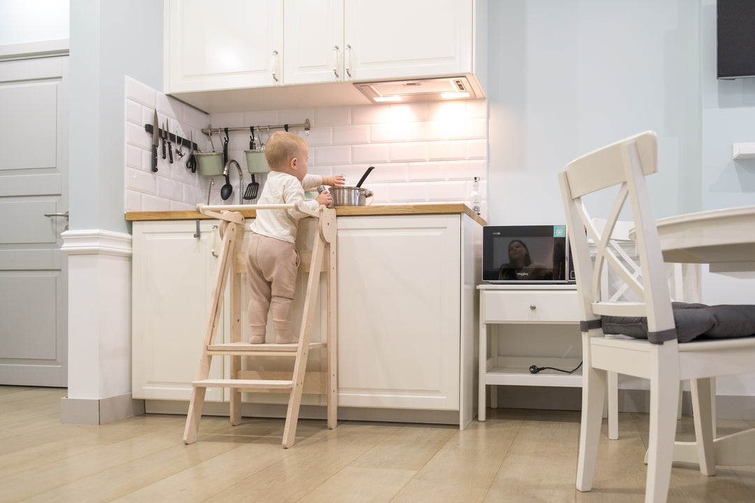 Trin-skammel til barn, naturfarvet