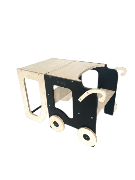 Montessori køkkentrappe til barn, pink og sort