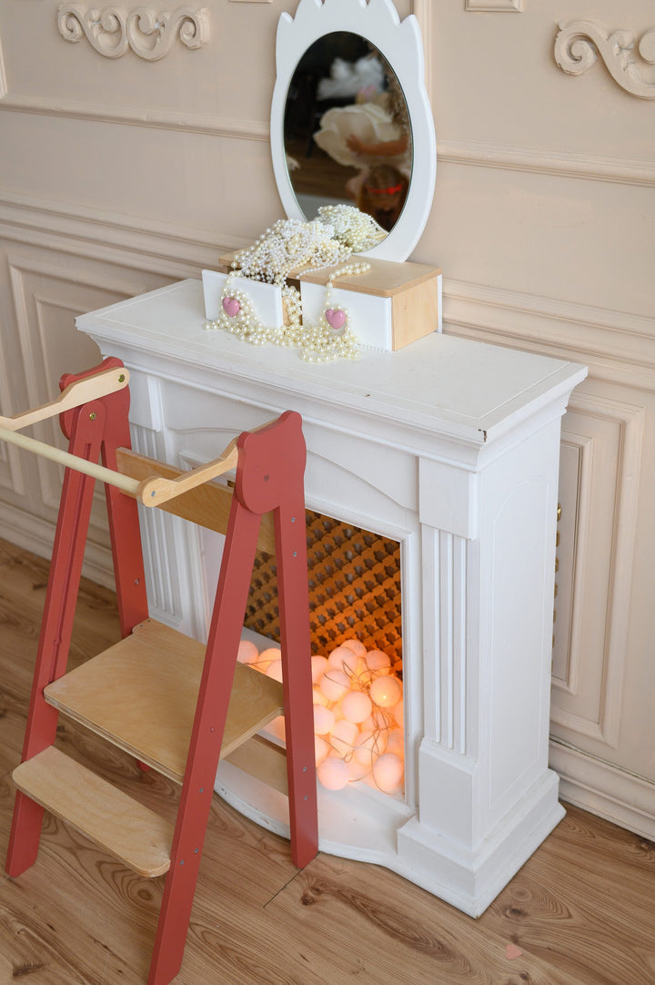 Trin-skammel til barn, terracotta med naturfarve