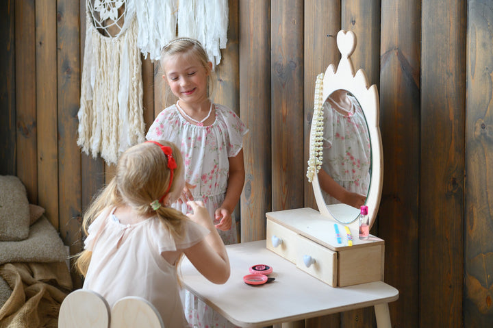 Sminkebord til barn, naturfarvet