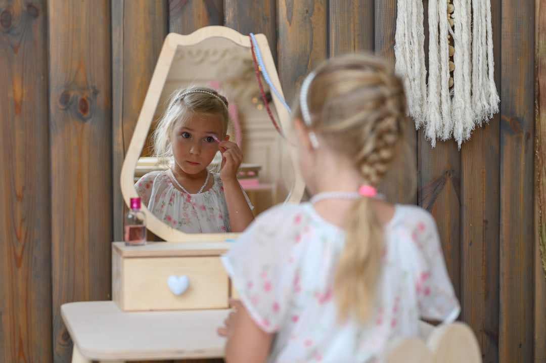 Sminkebord til barn, naturfarvet