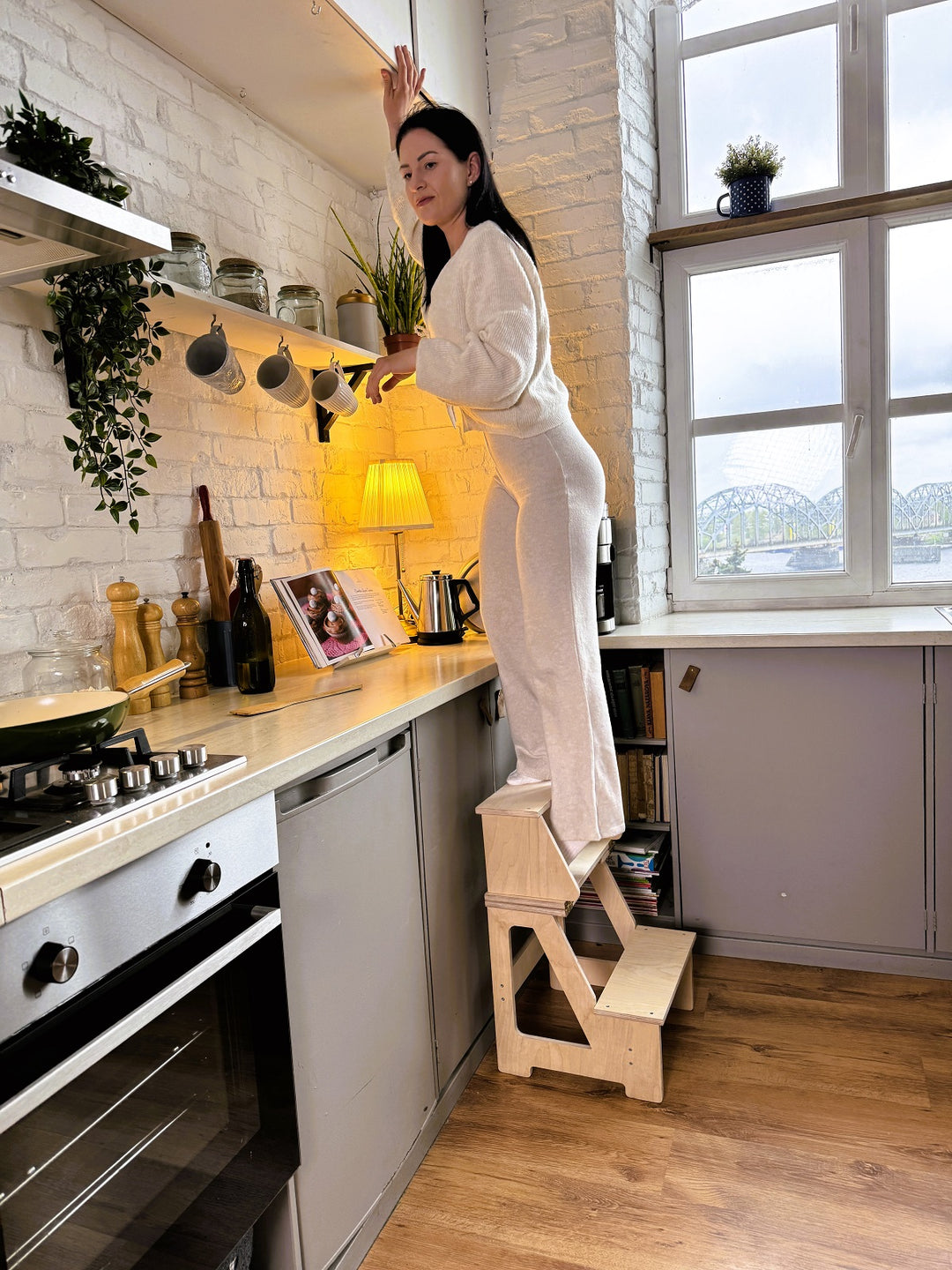 Sammenklappeligt sæde og klatrehjælp til dit barn, naturfarvet