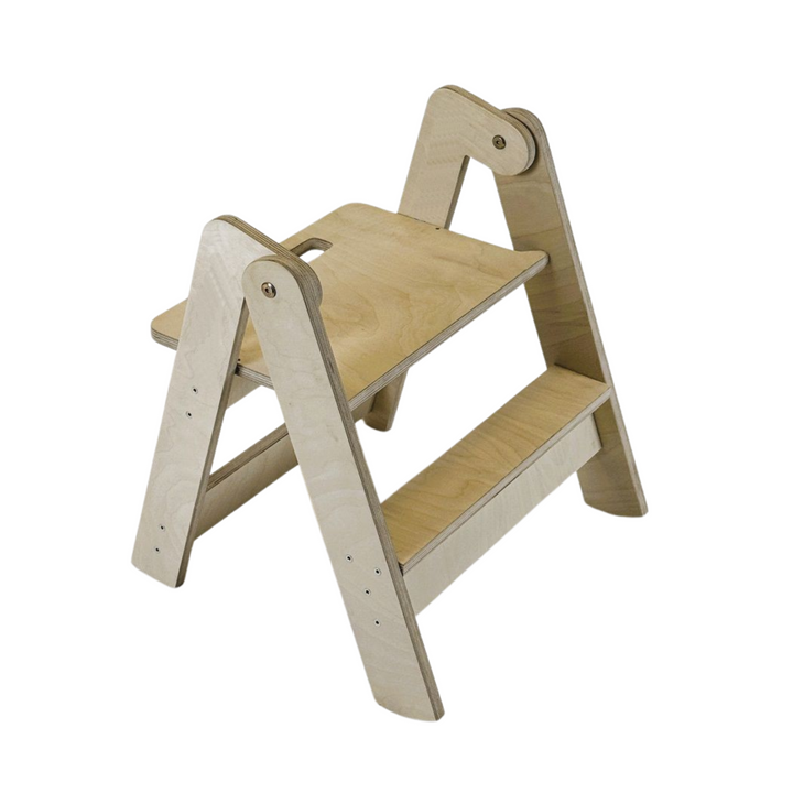 Pladsbesparende lille trappe / træskammel, naturfarvet