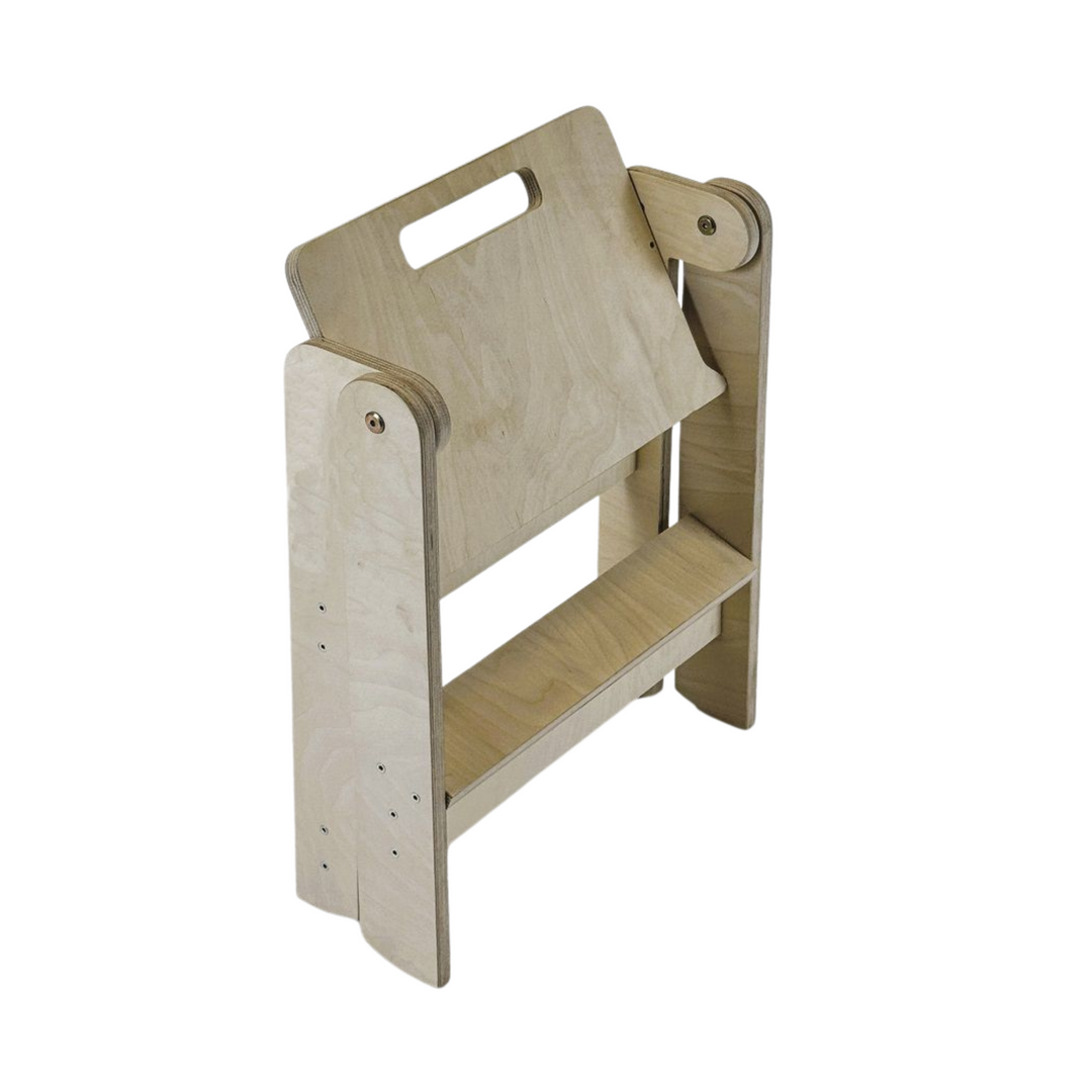 Pladsbesparende lille trappe / træskammel, naturfarvet