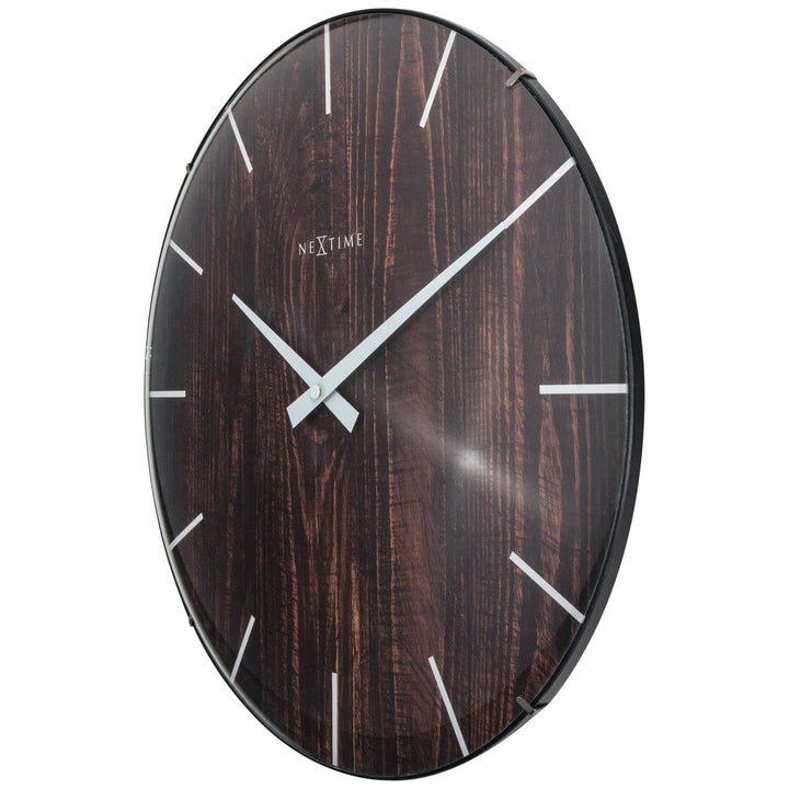 Vægur - 35 cm - Dome Glas - 'Edge Wood Dome'