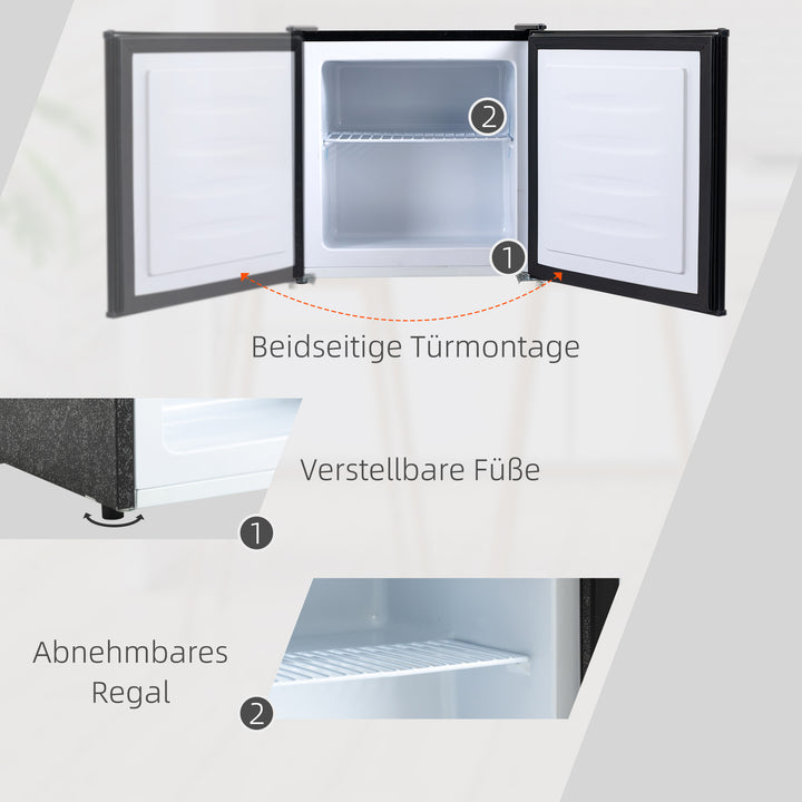 Minifryser 35 L, elektrisk, fritstående, 45 W, minifryser/minikøleskab, 41 dB, -14 til -24 ℃, 5-trins temperaturkontrol, 47 x 44,2 x 48,8 cm, sort
