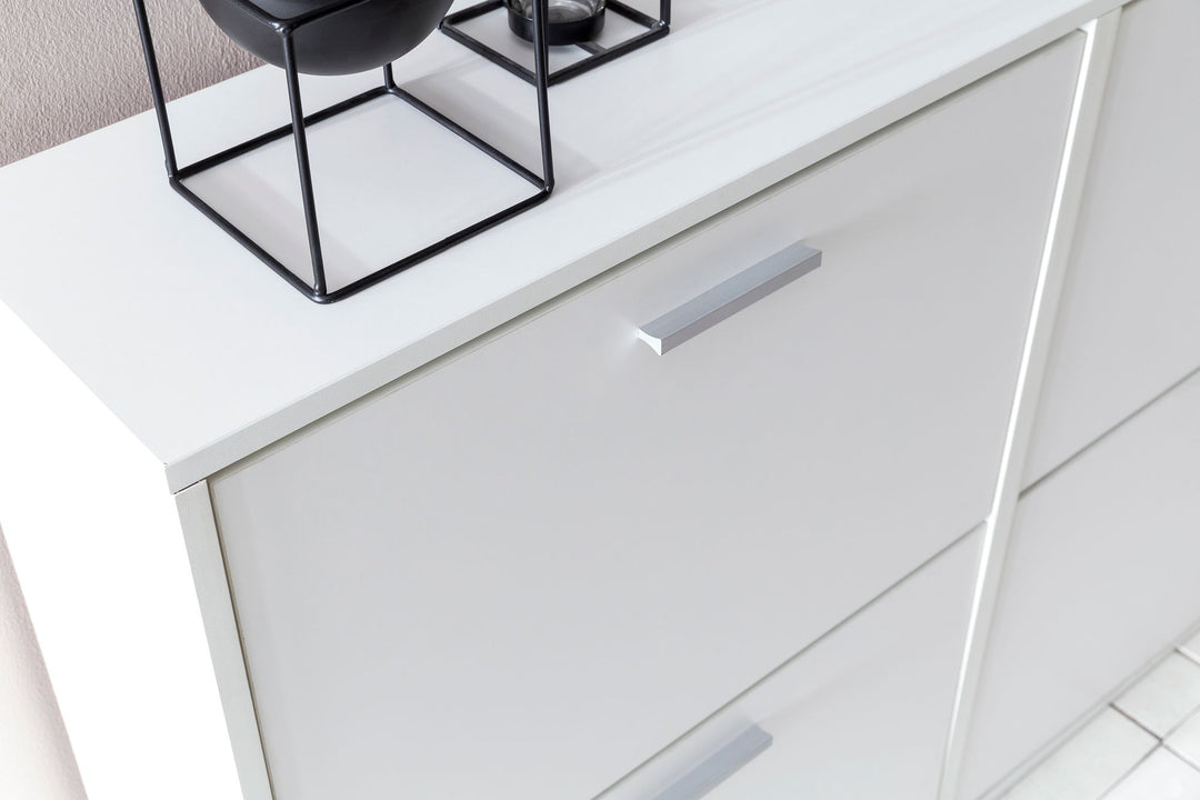 Moderne skoskab, 120 x 81 x 24 cm , hvid 4 rum