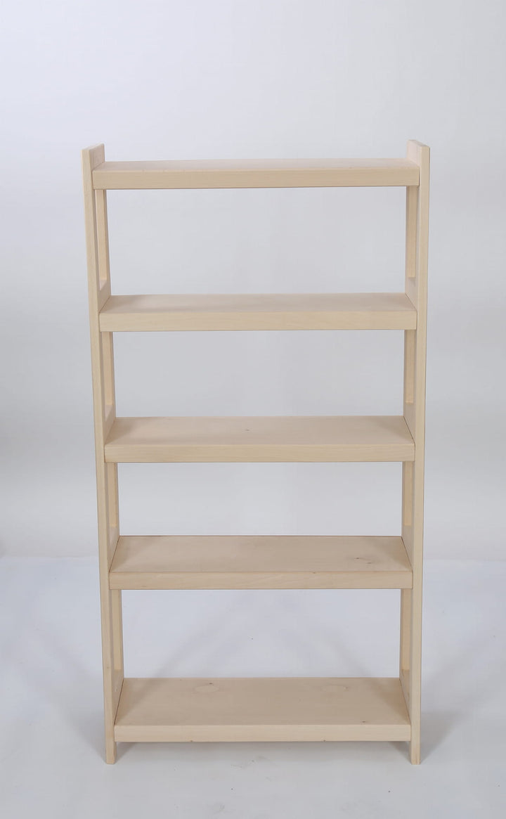 Bogreol i bøgetræ, 5 hylder, 136x80x25 cm
