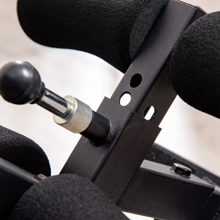 Inversion bench foldbar gravity trainer med to bevægelige hjul rygpude metal abs sort+blå 132 x 71 x 145 cm