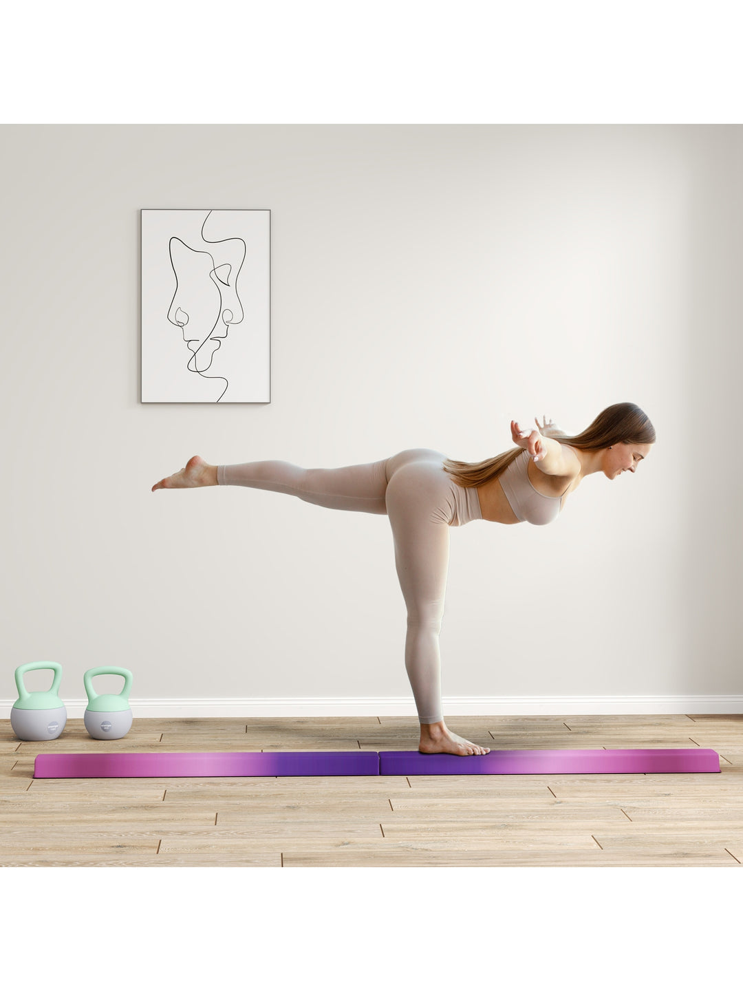 236 cm foldbar balancebom til unge 80 kg violet