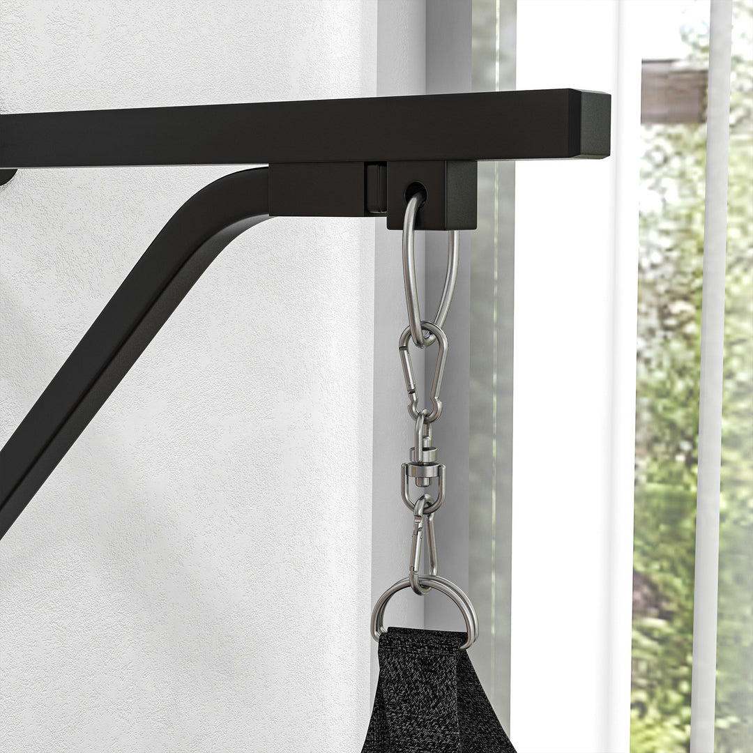 Boksebold, fyldbar, med vægbeslag, handsker og bandager, op til 45 kg, sort