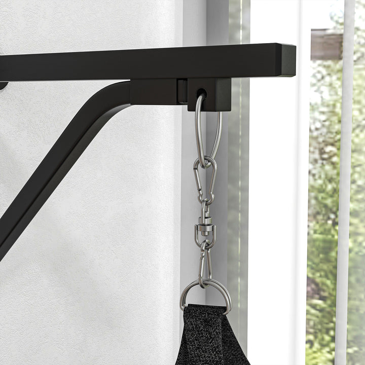 Boksebold, fyldbar, med vægbeslag, handsker og bandager, op til 45 kg, sort