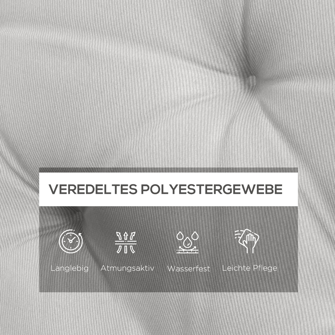 3-Personers bænkehynde 150x98x8 cm med stropper, bænkehynde til havemøbler og verandagynge, lysegrå