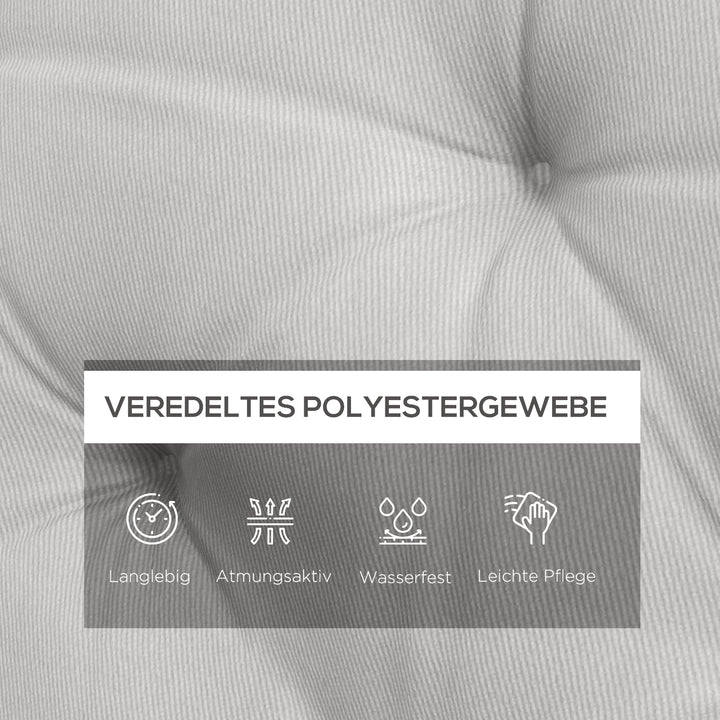 3-Personers bænkehynde 150x98x8 cm med stropper, bænkehynde til havemøbler og verandagynge, lysegrå