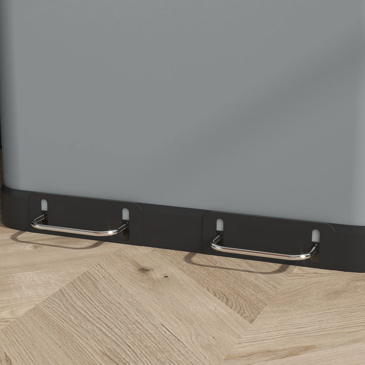 Dobbeltspand, 2 x 30 l, fingeraftryksresistent, pedal, aftagelig inderspand, grå