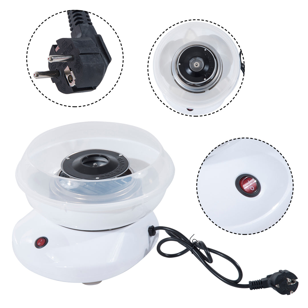 Candyflossmaskine, brugervenlig candyflossmaskine, til voksne og børn, rustfrit stål, pp, hvid