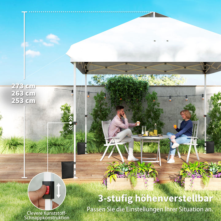 3 x 3 m vandtæt, stabil, vinterbestandig pop-up foldbar pavillon, UV 50+ med taske og sandsække