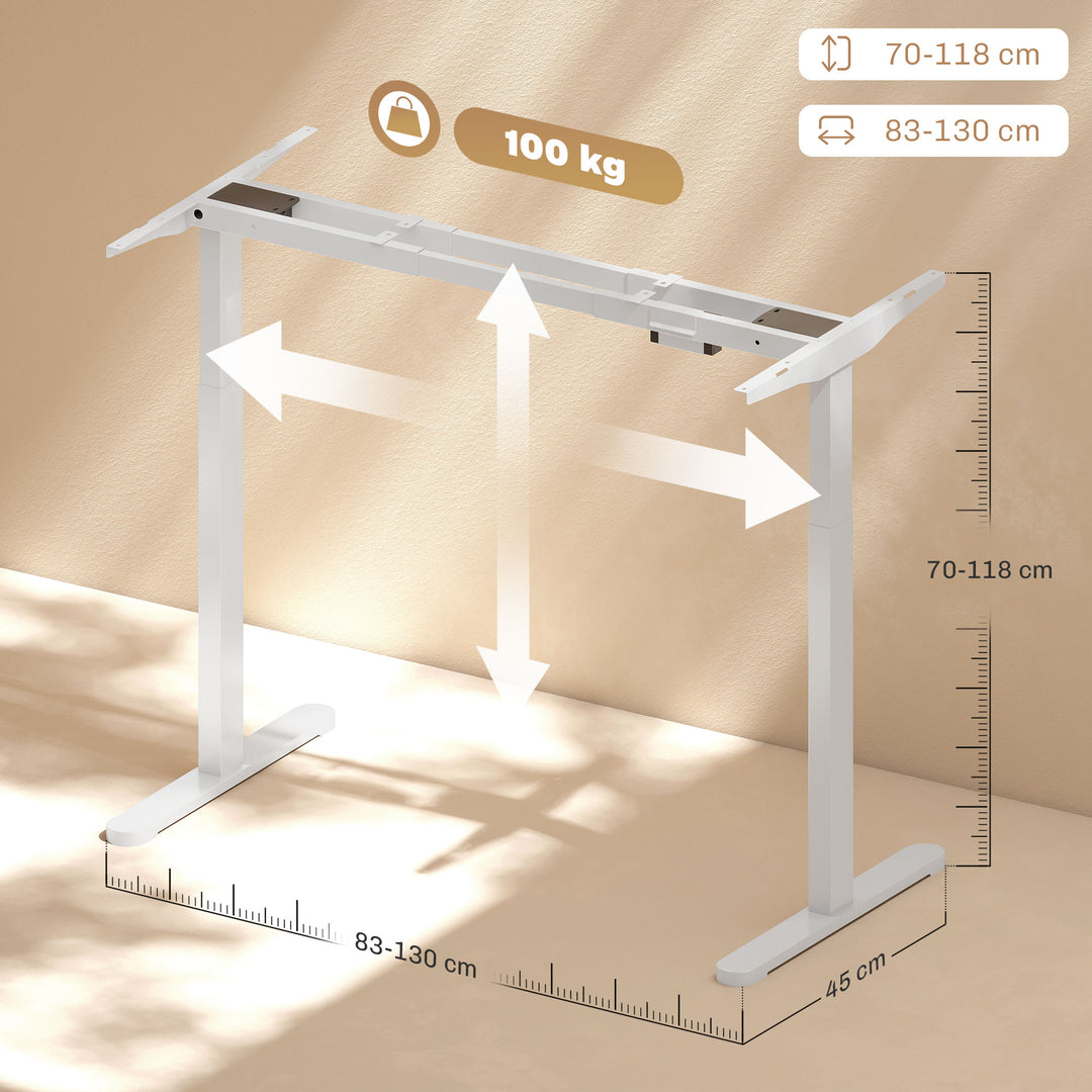 Elektrisk skrivebordsstel, højdejusterbart, med hukommelsesfunktion, stål, hvid