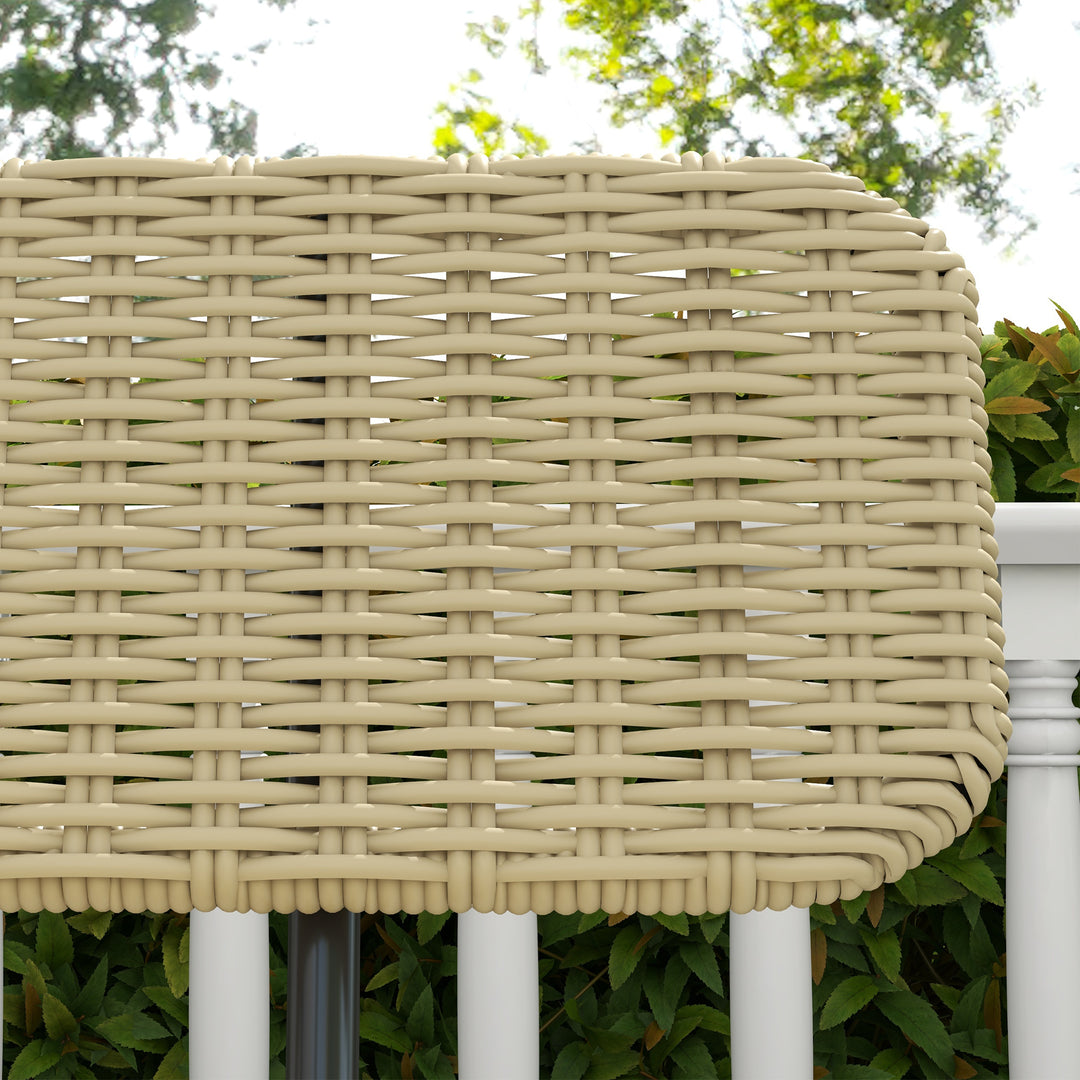 Udendørsbænk til 2 personer, kunstig rattan, rustfri metalramme, 132 x 66 x 80 cm, khaki