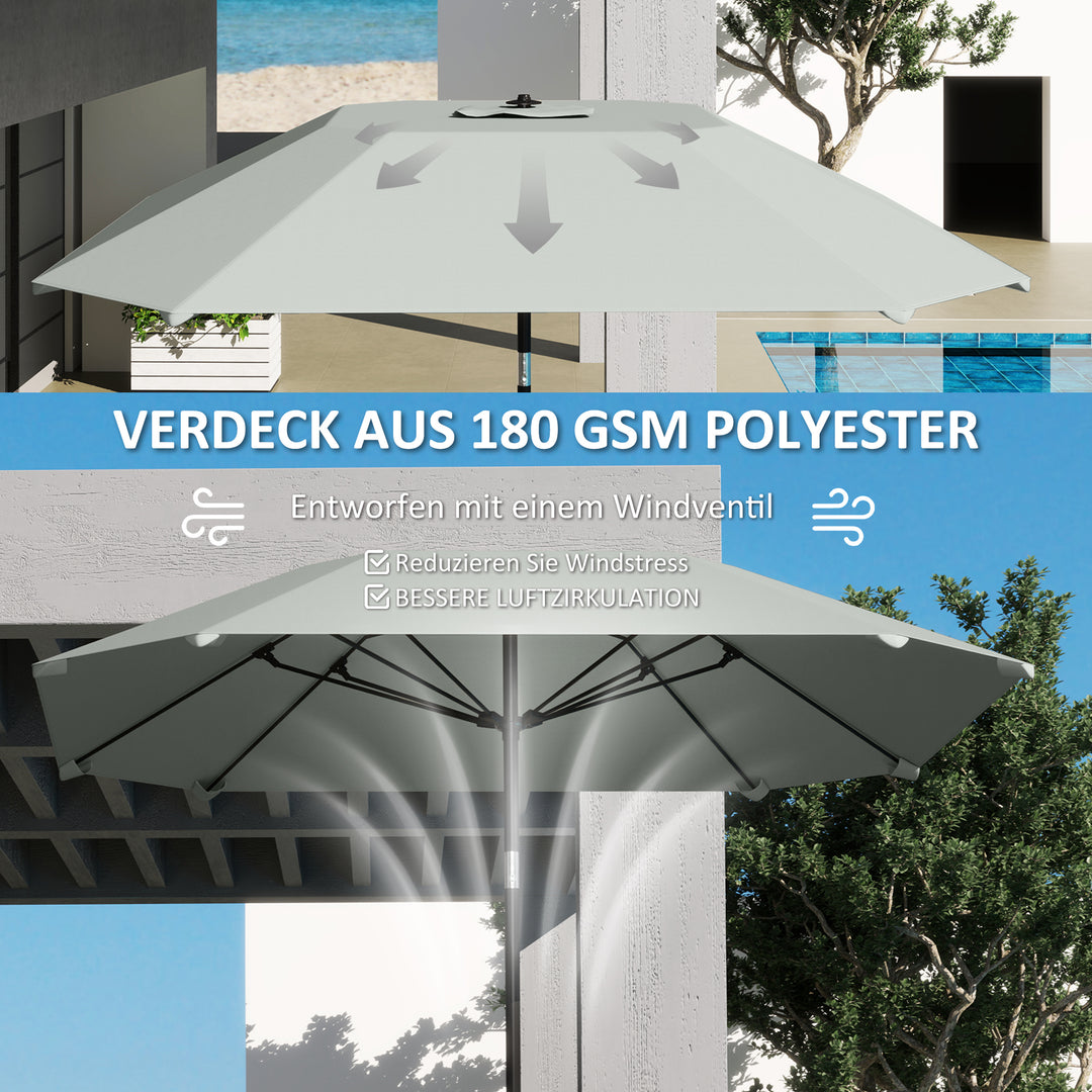 2,3 M parasol uden fod, justerbar terrasseparasol med håndsving, polyester, aluminium, glasfiber, mørkegrå