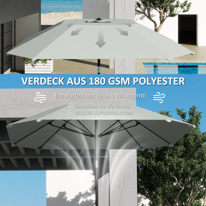 2,3 M parasol uden fod, justerbar terrasseparasol med håndsving, polyester, aluminium, glasfiber, mørkegrå