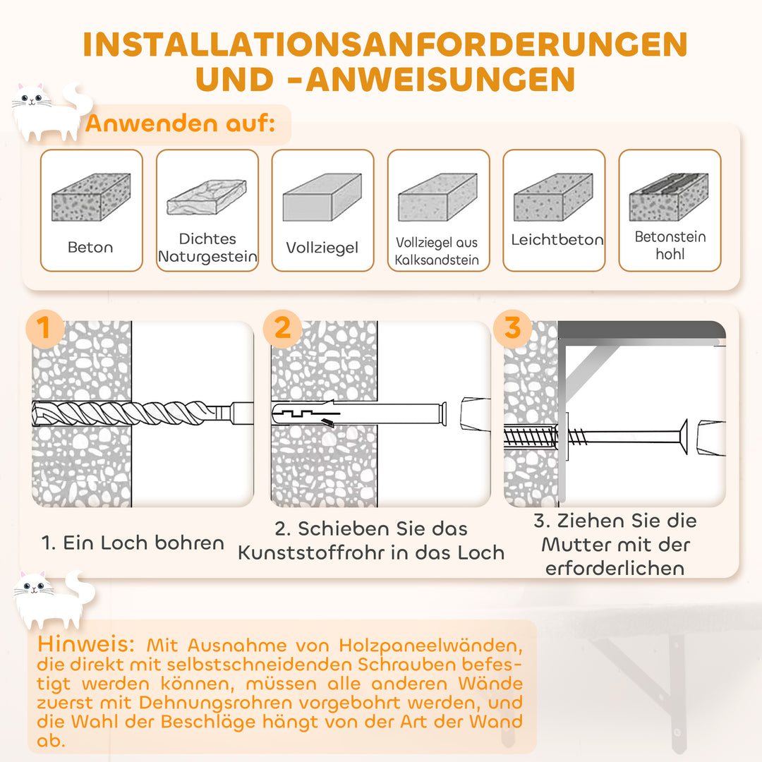 Vægmonteret kradsetræsæt, sisal kradseflader, 4 dele, til 1-3 katte, beige