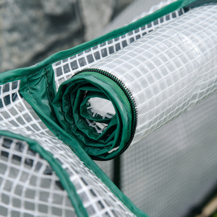 Højbed, rullefilmbetræk, ramme af naturtræ, stoffor, drænhuller, 121 x 55 x 117 cm