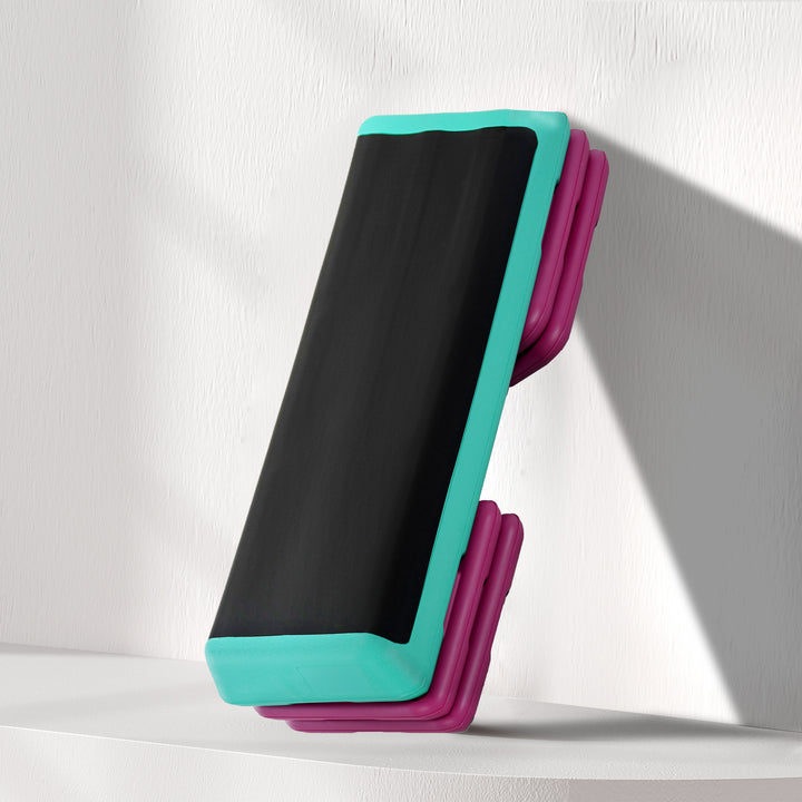 Step board højdejusterbar fitness stepper 3 niveauer (10/15/20 cm) skridsikker stepbænk til hjemmefitness kontor plastik sort+grøn+lilla