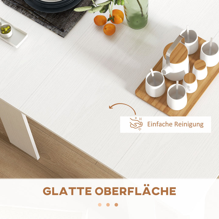 Spisebord, klapbord, udtrækkeligt køkkenbord, spisebord, spånplade, 60-180 x 85 x 75 cm, hvid