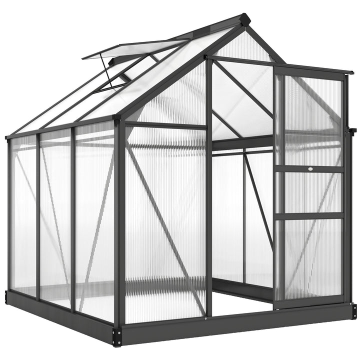 Aluminiumsdrivhus 3,65m² 190x192x201cm med fundament, tagvindue, skydedør, 4 mm UV-bestandige paneler, egnet til dyrkning af tomater, planter og som kold ramme til udendørs havebrug.