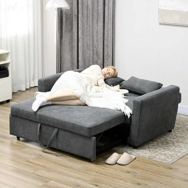 2-Personers sovesofa, udklappelig, op til 200 kg, træramme, 155 x 90 x 88,5 cm, mørkegrå