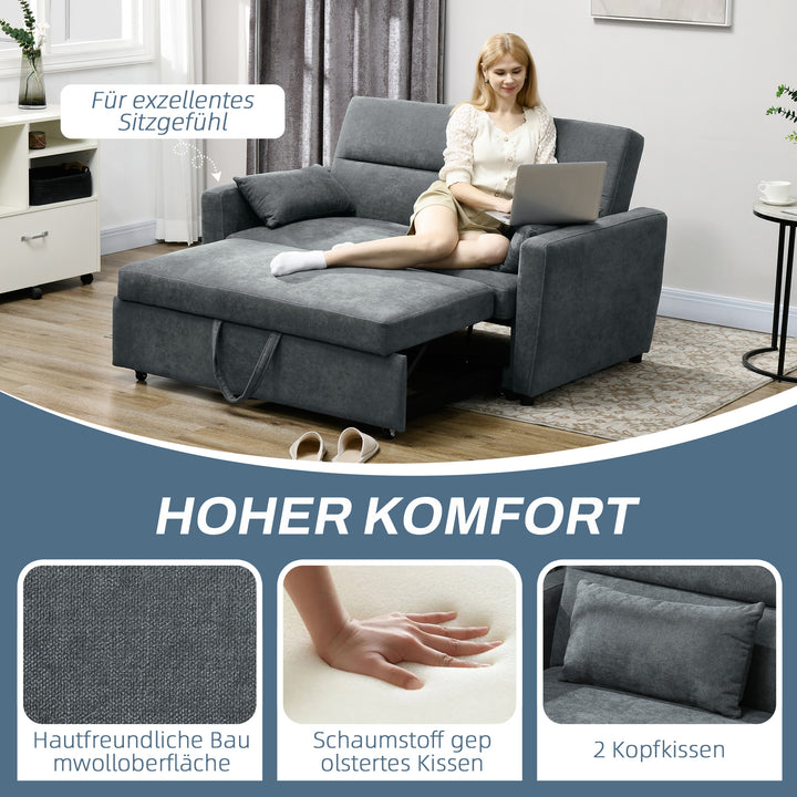 2-Personers sovesofa, udklappelig, op til 200 kg, træramme, 155 x 90 x 88,5 cm, mørkegrå