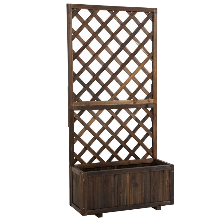 Højbed plantekasse med espalier, 72,5 x 31,5 x 149,5 cm til have balkon terrasse, brun